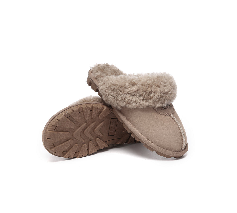 UGG Slippers - AS UGG Slipper Double Faced Sheepskin Waffle Curly