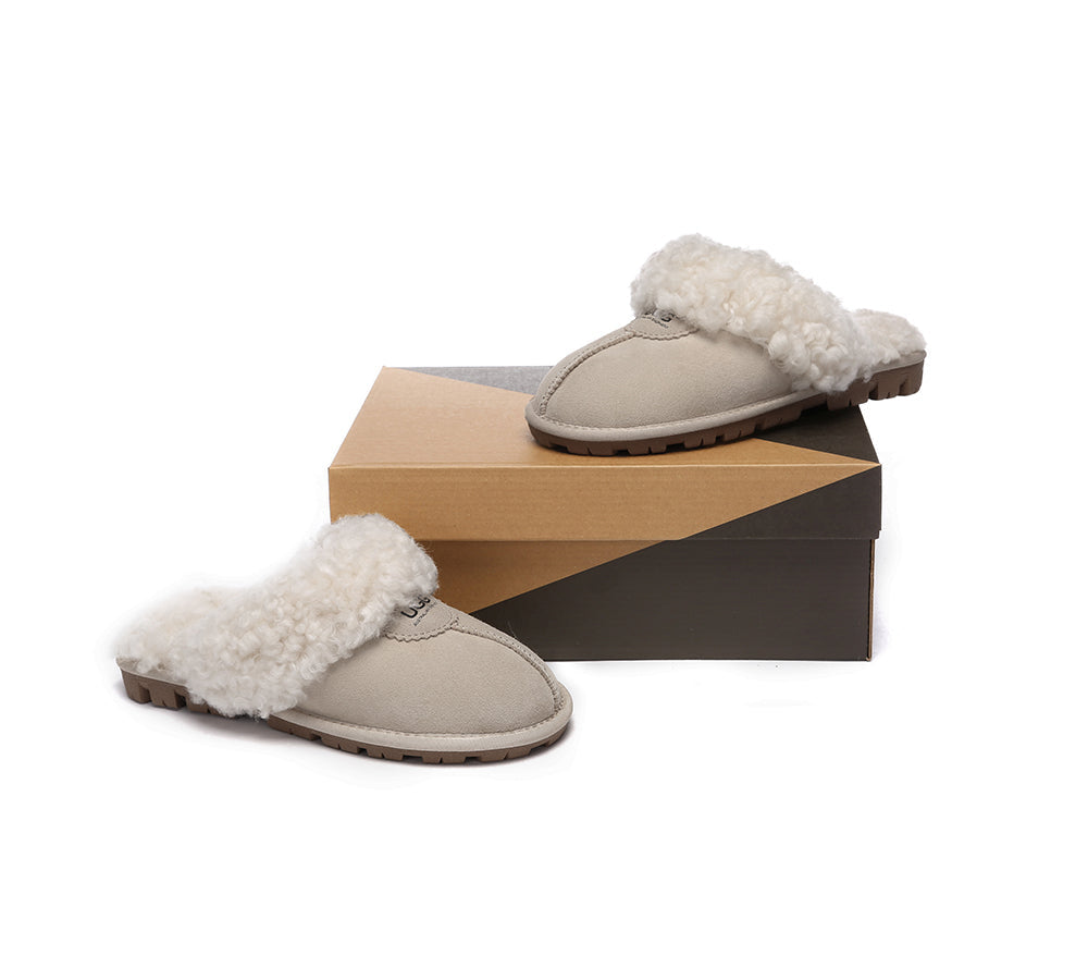 UGG Slippers - AS UGG Slipper Double Faced Sheepskin Waffle Curly