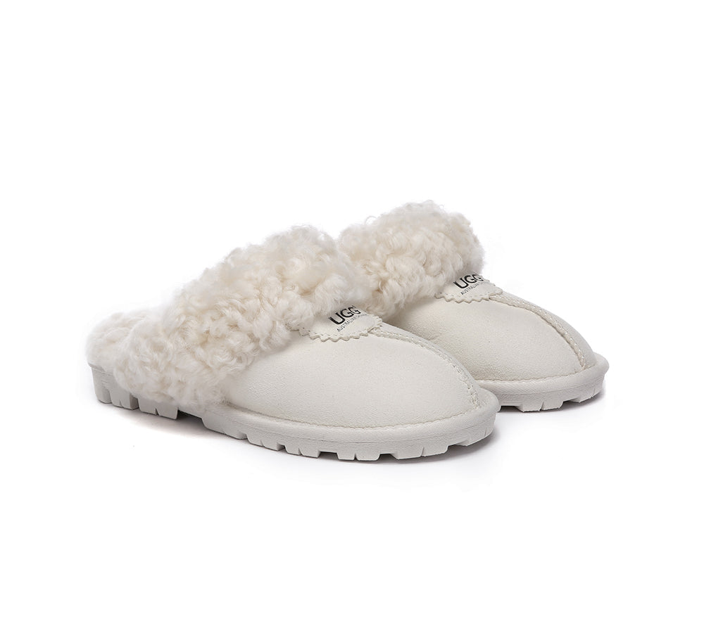 UGG Slippers - AS UGG Slipper Double Faced Sheepskin Waffle Curly