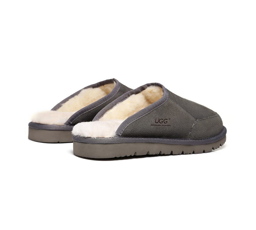 UGG Slippers - AUSTRALIAN SHEPHERD® UGG Men Sheepskin Wool Scuff Slippers Bred