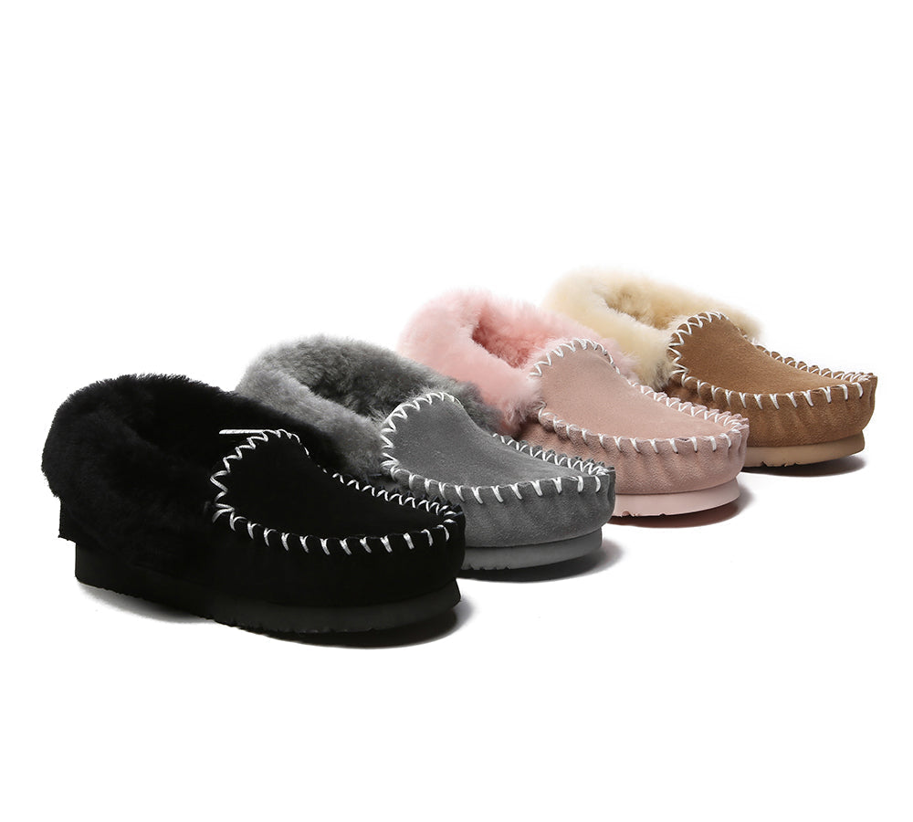 UGG Slippers - EVERAU® UGG Sheepskin Wool Ankle Slippers Popo Moccasin