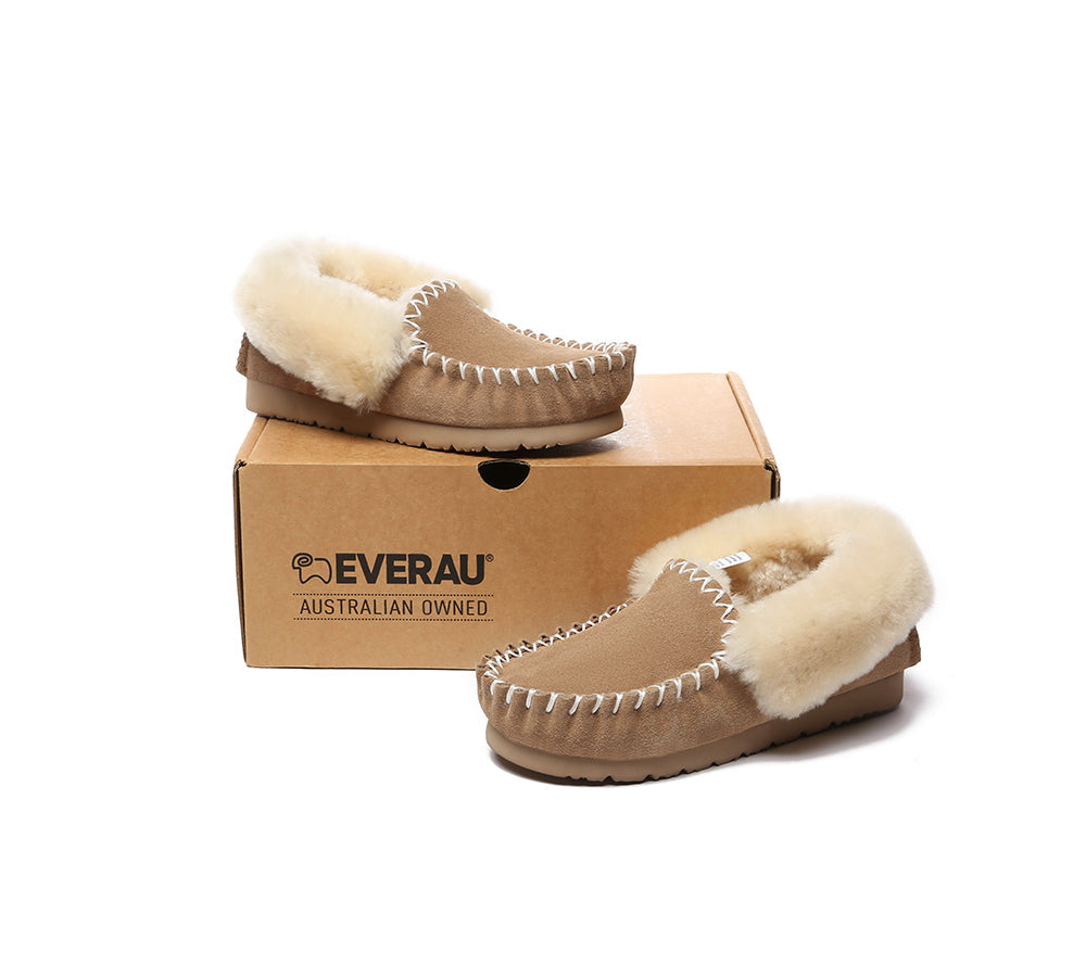 UGG Slippers - EVERAU® UGG Sheepskin Wool Ankle Slippers Popo Moccasin