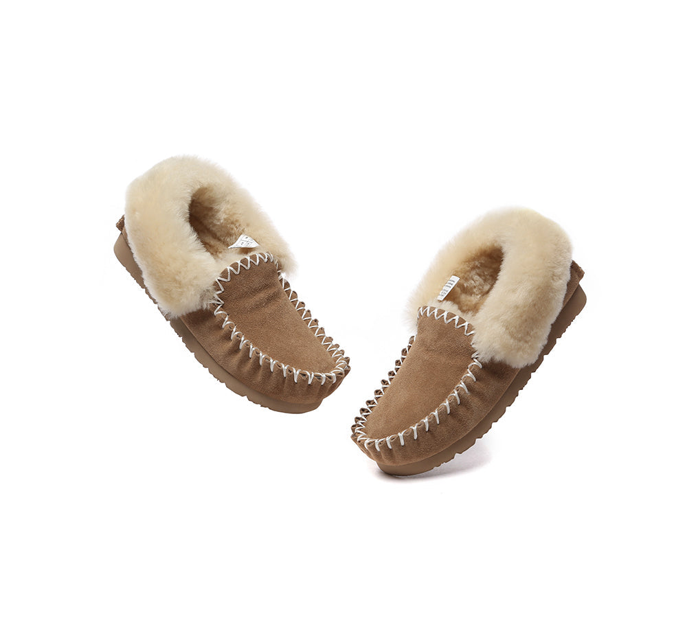 UGG Slippers - EVERAU® UGG Sheepskin Wool Ankle Slippers Popo Moccasin