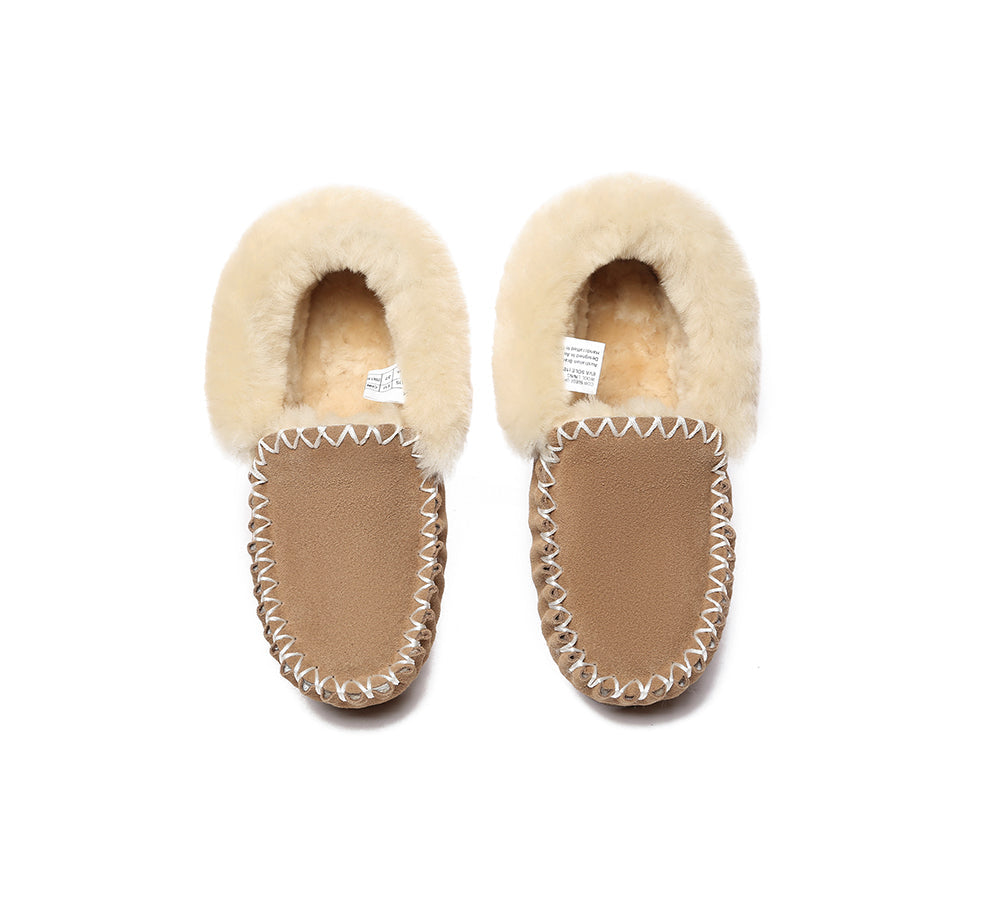 UGG Slippers - EVERAU® UGG Sheepskin Wool Ankle Slippers Popo Moccasin