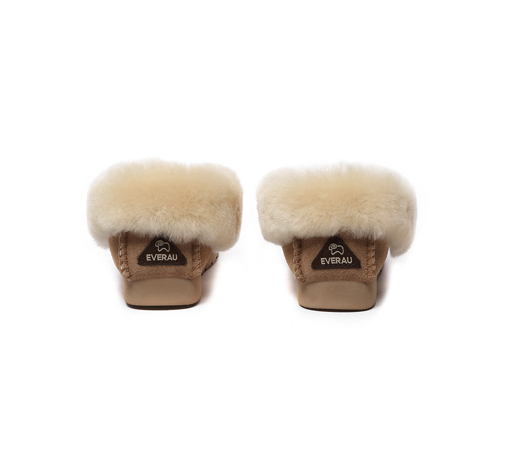 UGG Slippers - EVERAU® UGG Sheepskin Wool Ankle Slippers Popo Moccasin