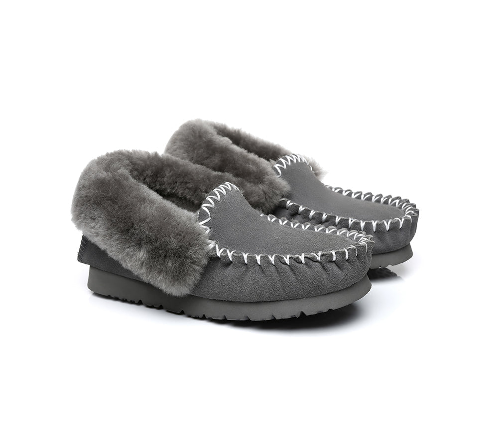 UGG Slippers - EVERAU® UGG Sheepskin Wool Ankle Slippers Popo Moccasin