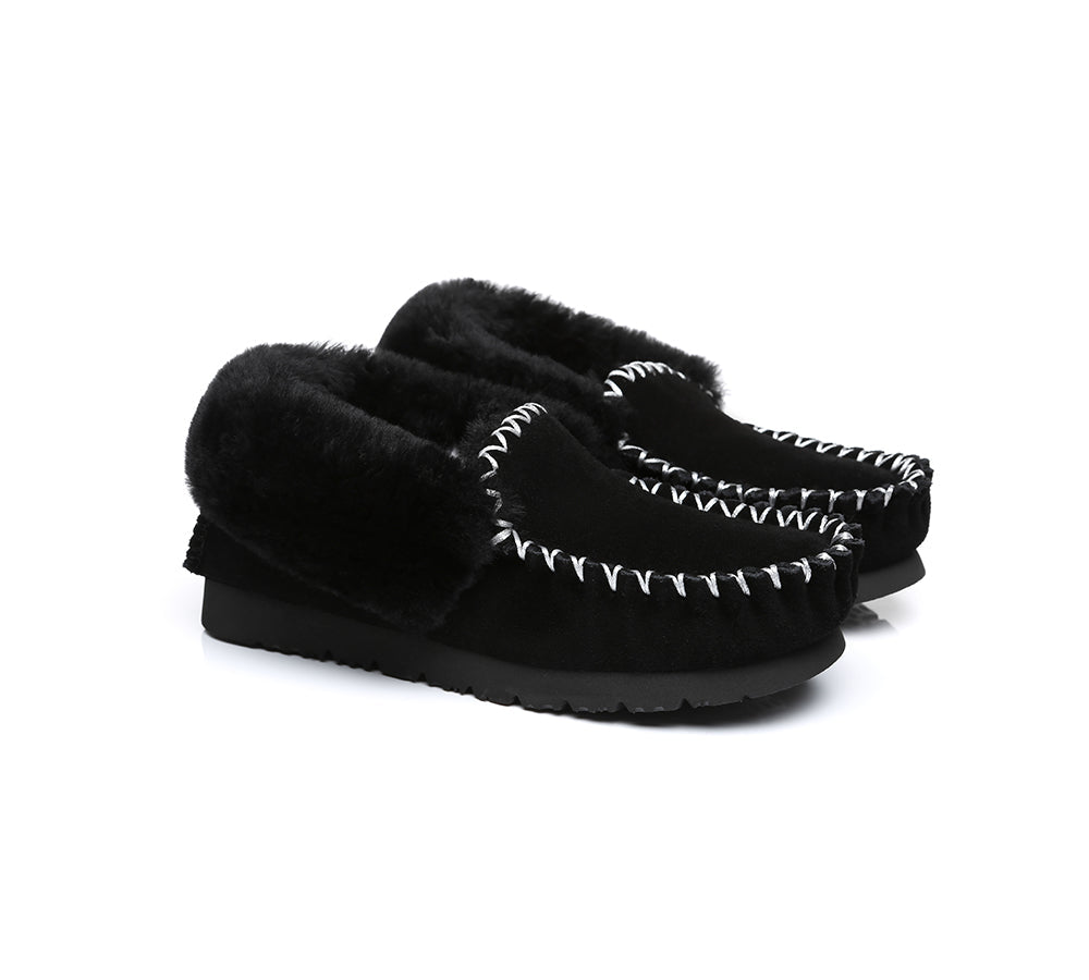 UGG Slippers - EVERAU® UGG Sheepskin Wool Ankle Slippers Popo Moccasin