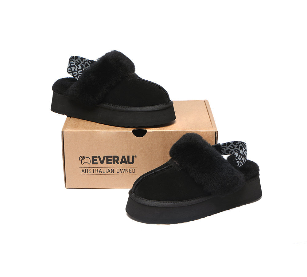 UGG Slippers - EVERAU® UGG Women Removable Strap Slingback Slippers Forever Platform
