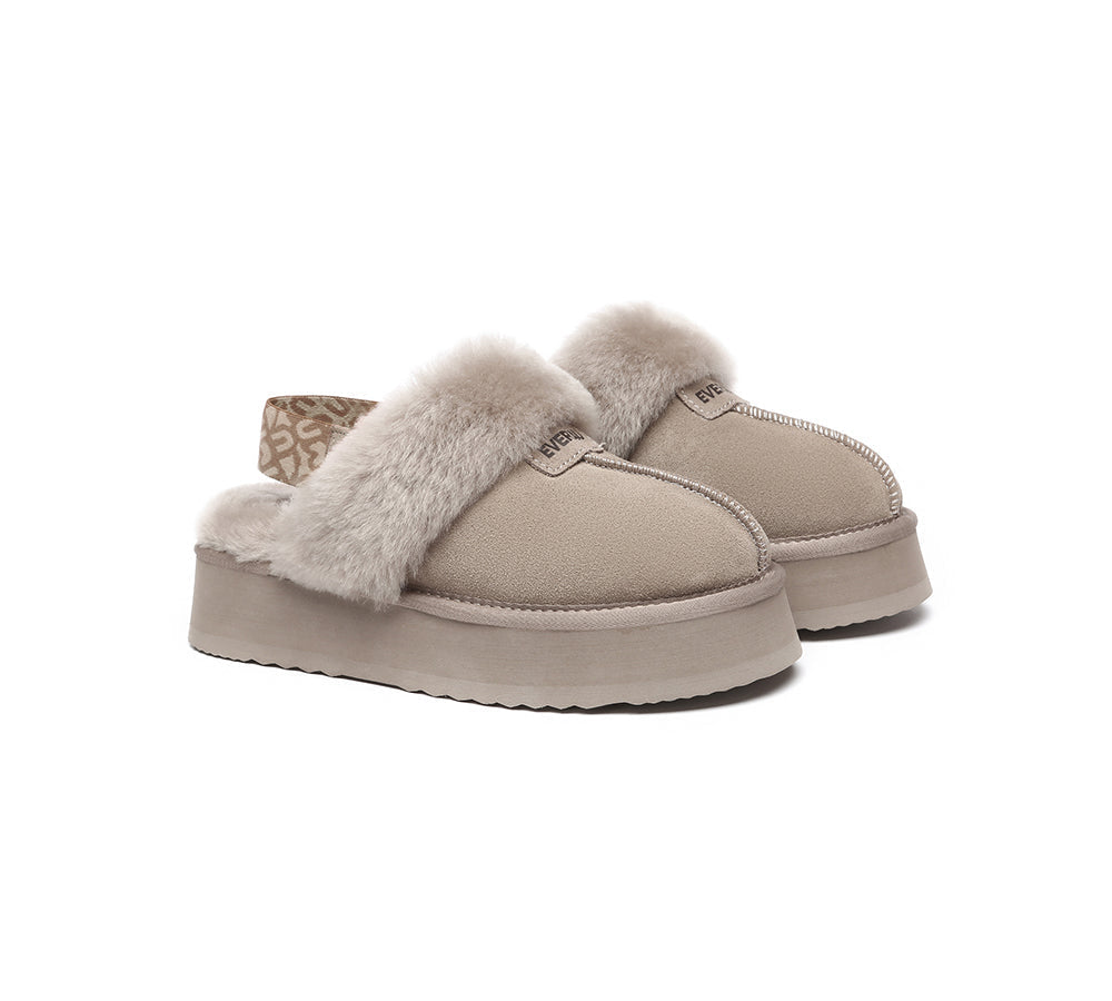 UGG Slippers - EVERAU® UGG Women Removable Strap Slingback Slippers Forever Platform