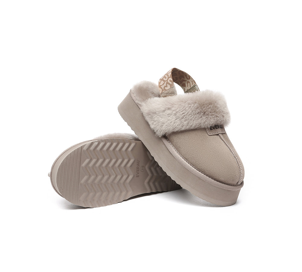 UGG Slippers - EVERAU® UGG Women Removable Strap Slingback Slippers Forever Platform