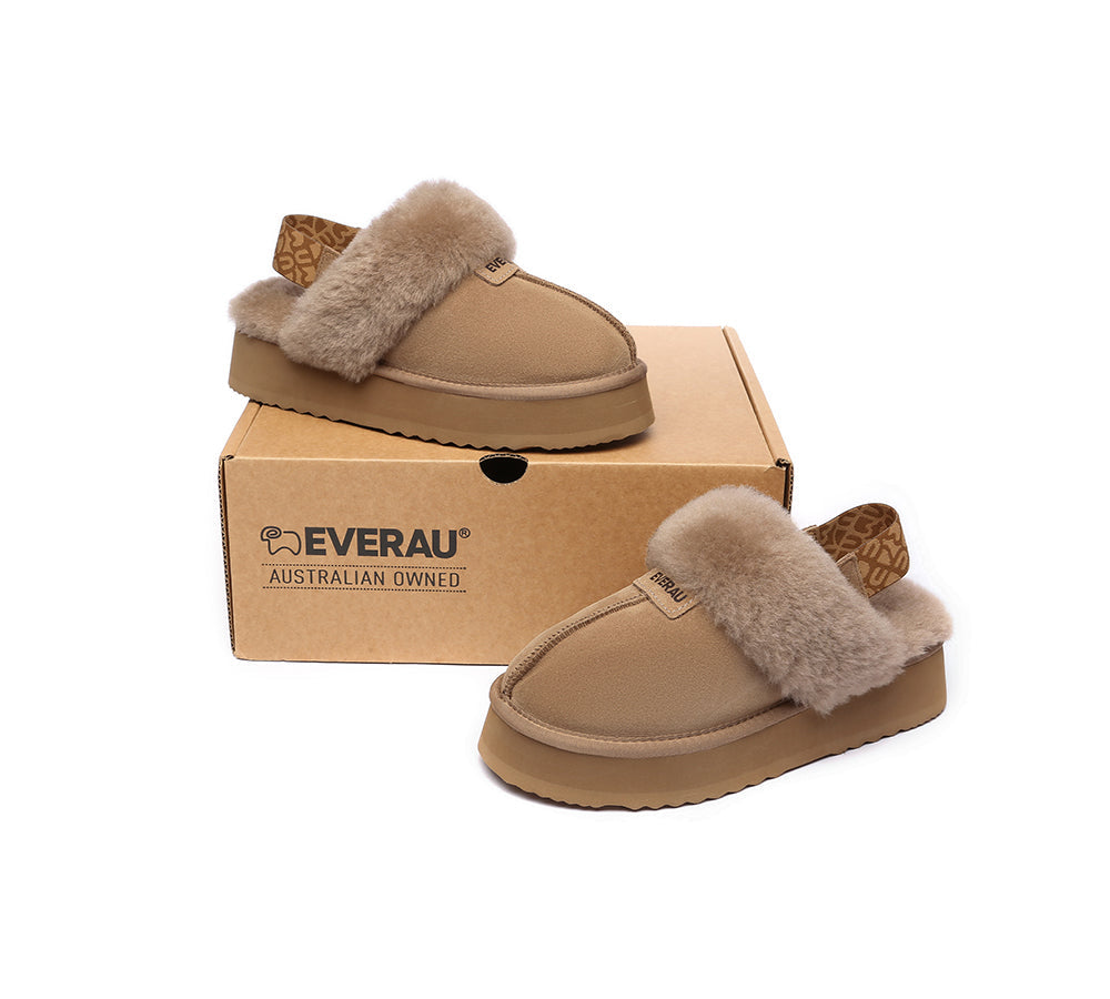 UGG Slippers - EVERAU® UGG Women Removable Strap Slingback Slippers Forever Platform