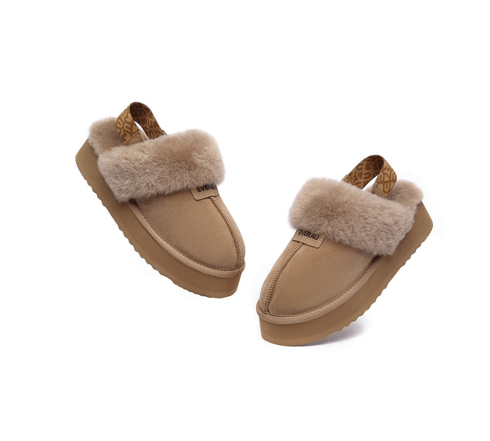 UGG Slippers - EVERAU® UGG Women Removable Strap Slingback Slippers Forever Platform