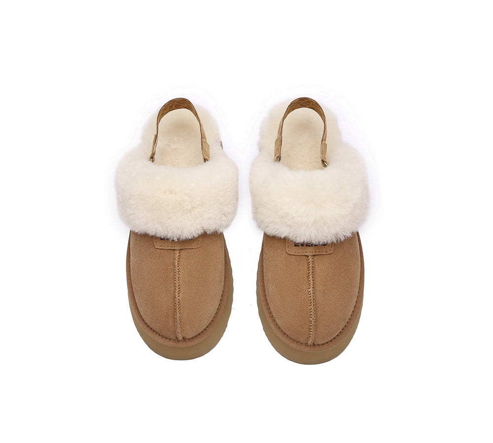 UGG Slippers - EVERAU® UGG Women Removable Strap Slingback Slippers Forever Platform