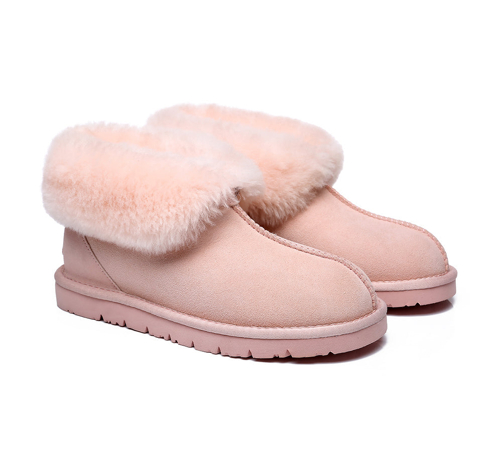 EVERAU® UGG Slippers Sheepskin Wool Collar Ankle Booties Mallow - UGG Slippers - Pink - AU Ladies 10 / AU Men 8 / EU 41 - Uggoutlet