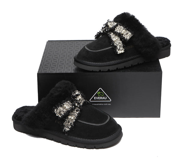 UGG Slippers - Premium Sheepskin Bow Slipper Women Barbra