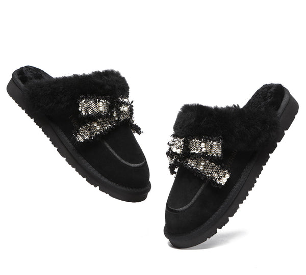 UGG Slippers - Premium Sheepskin Bow Slipper Women Barbra