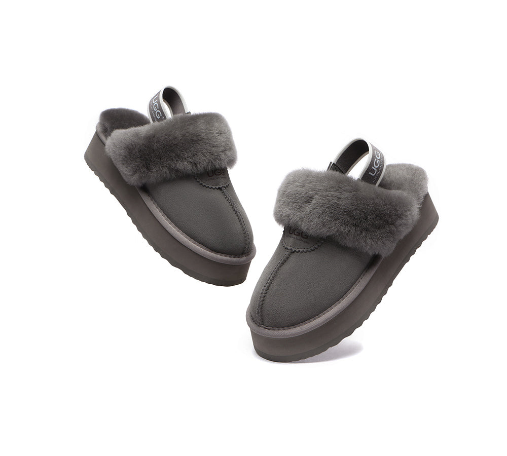 UGG Slippers - Removable Strap Slingback UGG Slipper Women Waffle Platform