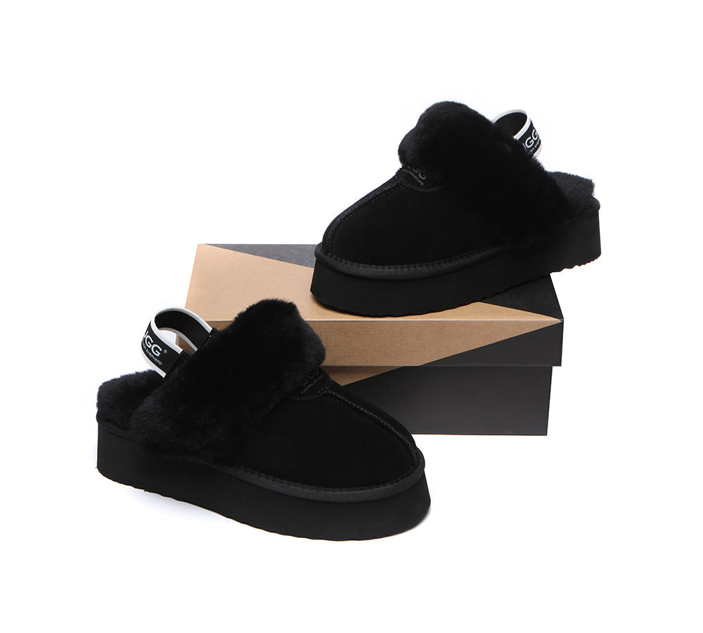 UGG Slippers - Removable Strap Slingback UGG Slipper Women Waffle Platform