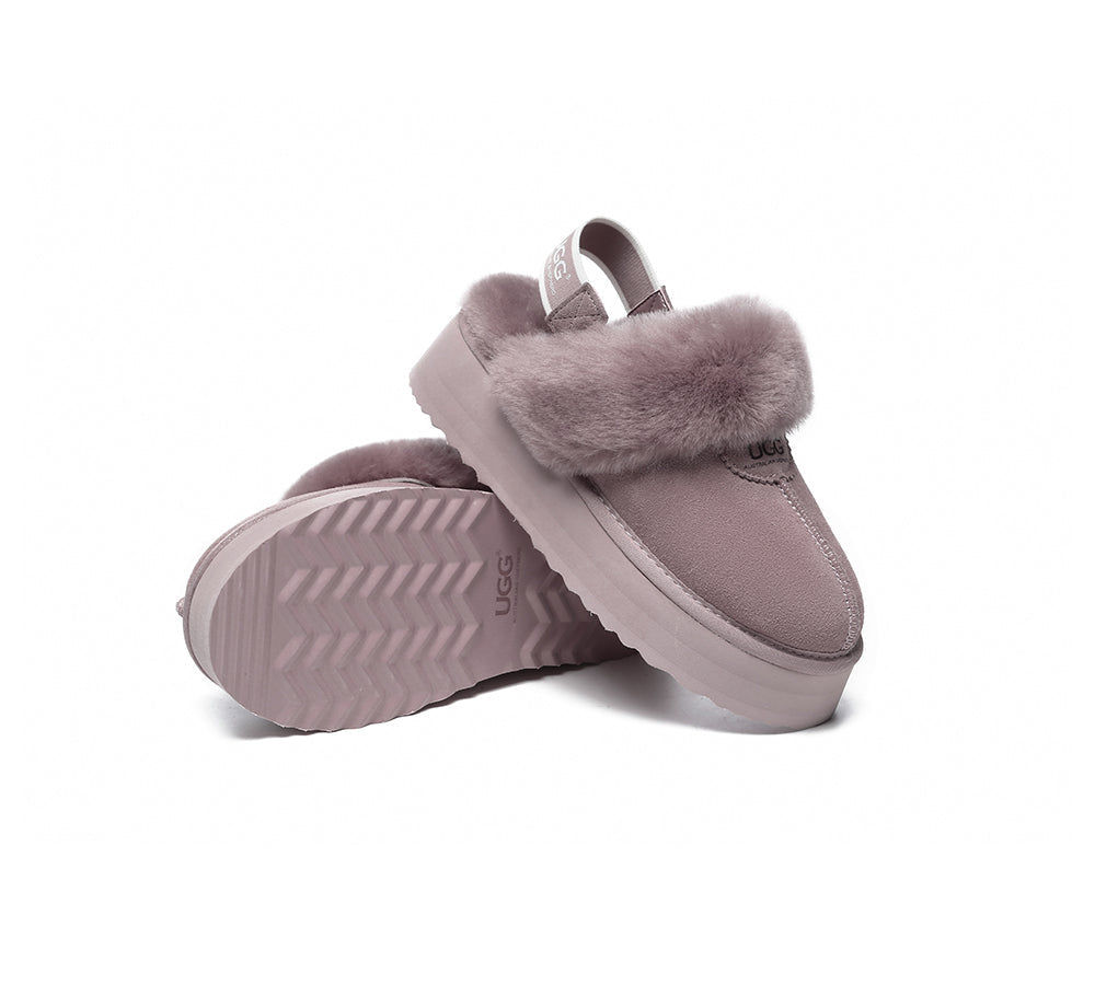 UGG Slippers - Removable Strap Slingback UGG Slipper Women Waffle Platform