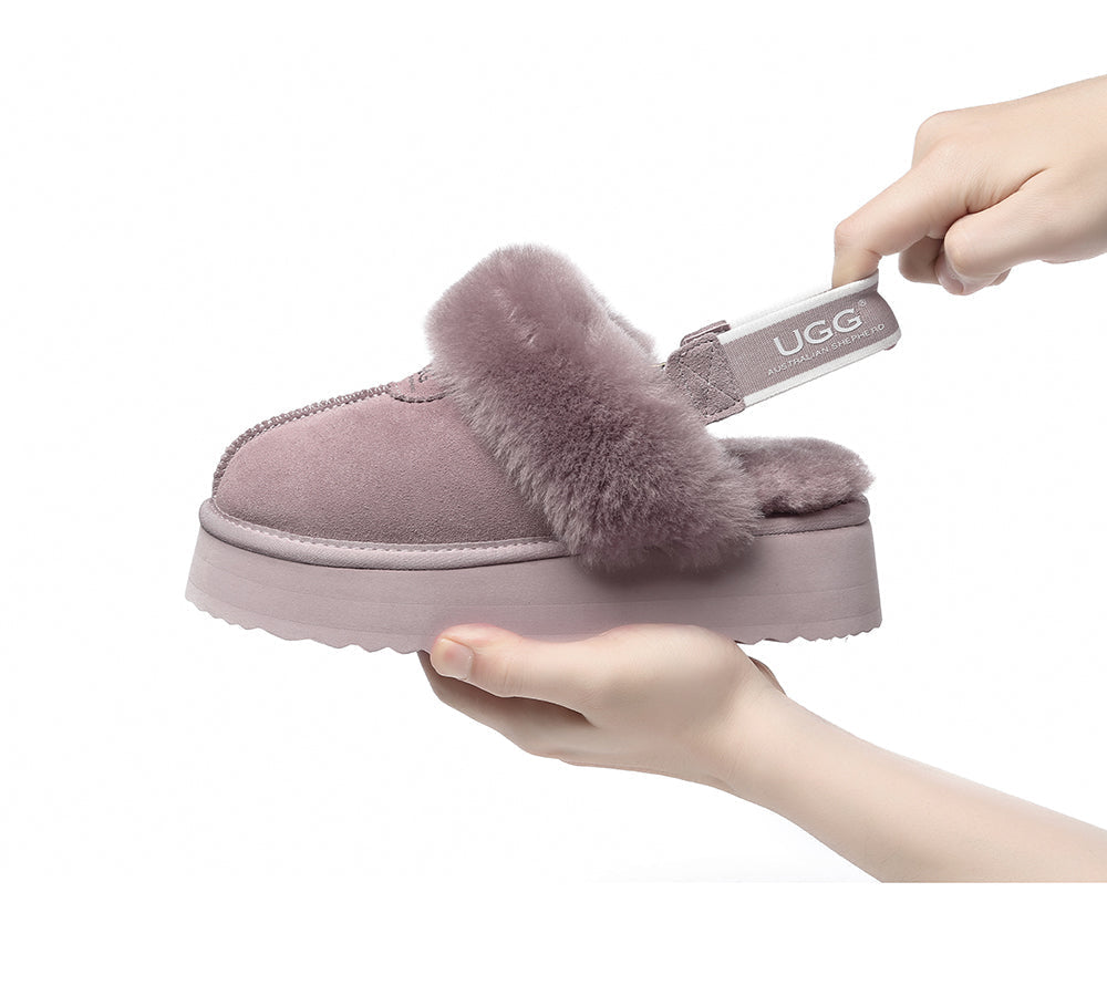 UGG Slippers - Removable Strap Slingback UGG Slipper Women Waffle Platform