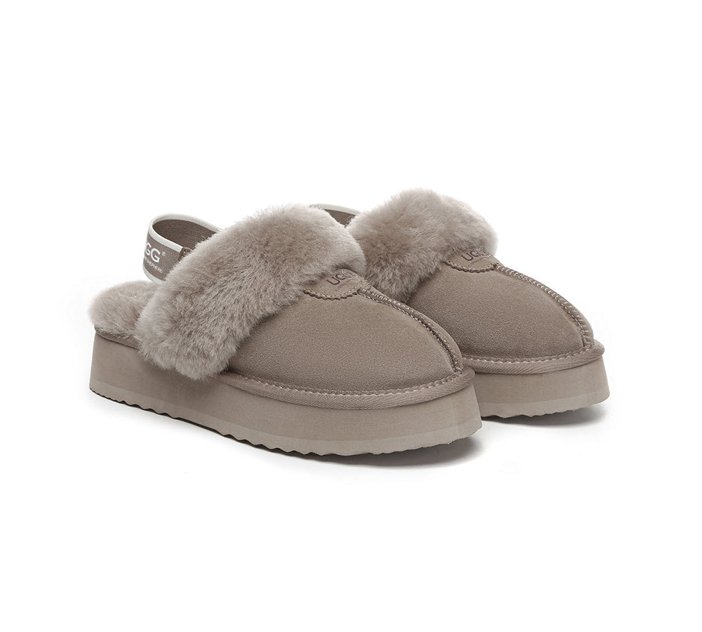 UGG Slippers - Removable Strap Slingback UGG Slipper Women Waffle Platform