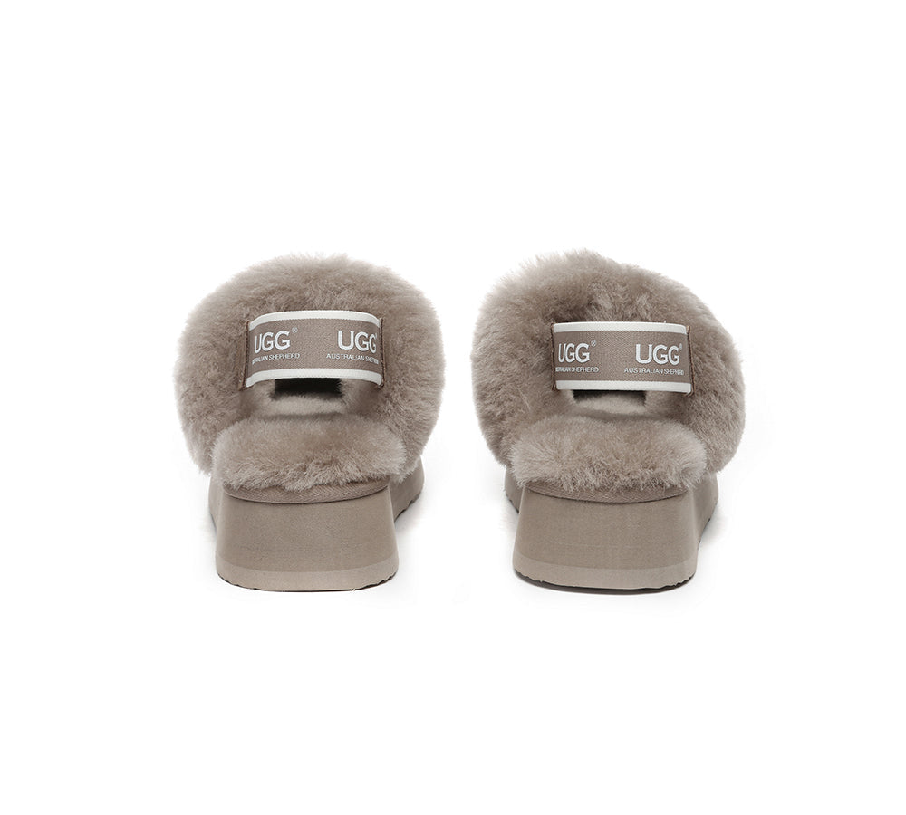 UGG Slippers - Removable Strap Slingback UGG Slipper Women Waffle Platform