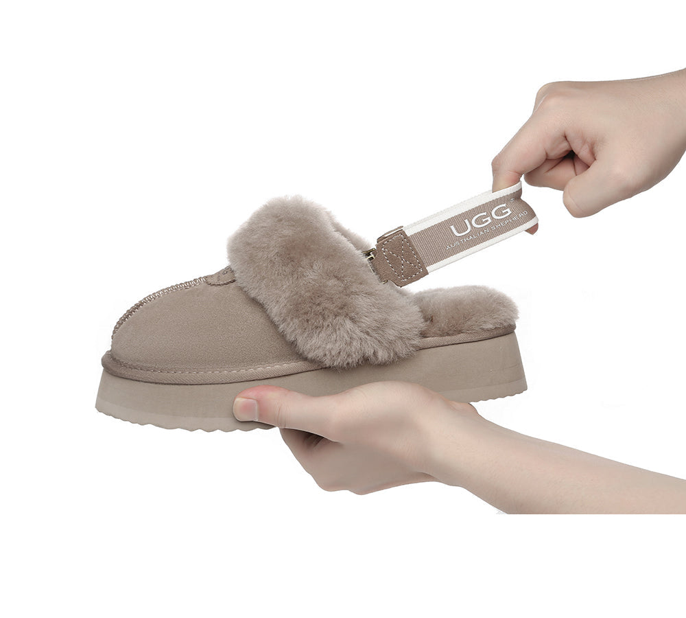 UGG Slippers - Removable Strap Slingback UGG Slipper Women Waffle Platform