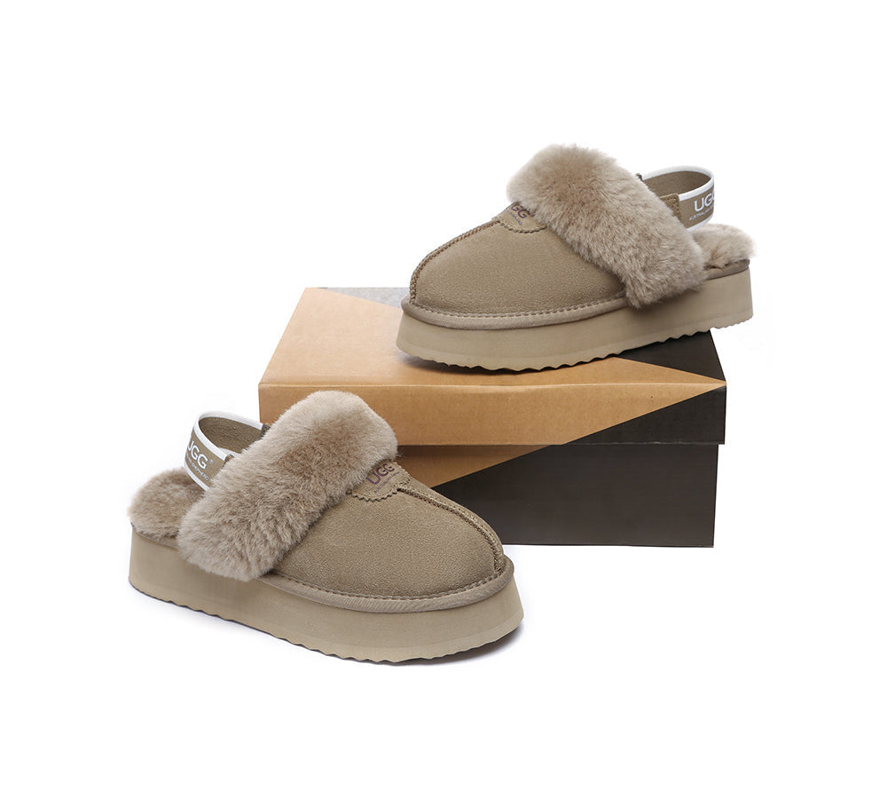 UGG Slippers - Removable Strap Slingback UGG Slipper Women Waffle Platform