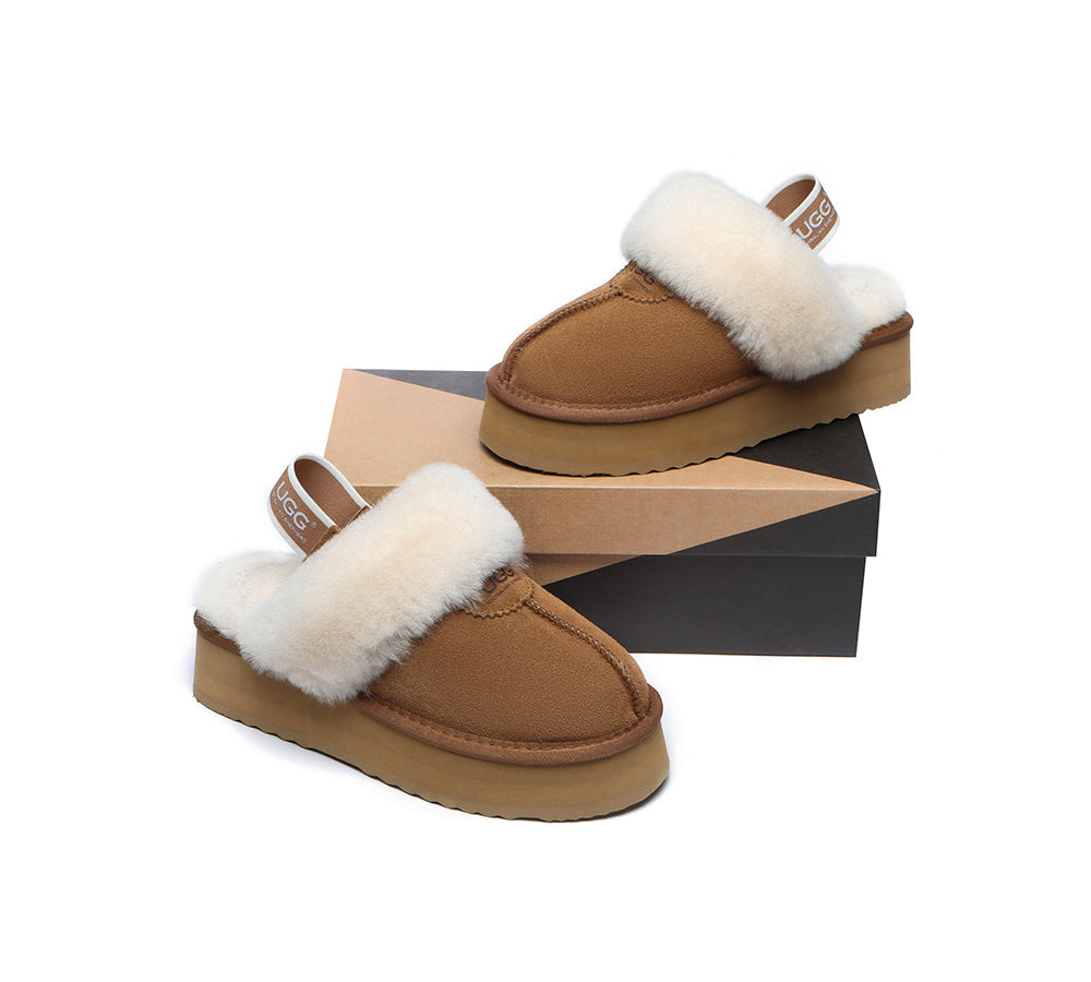 UGG Slippers - Removable Strap Slingback UGG Slipper Women Waffle Platform