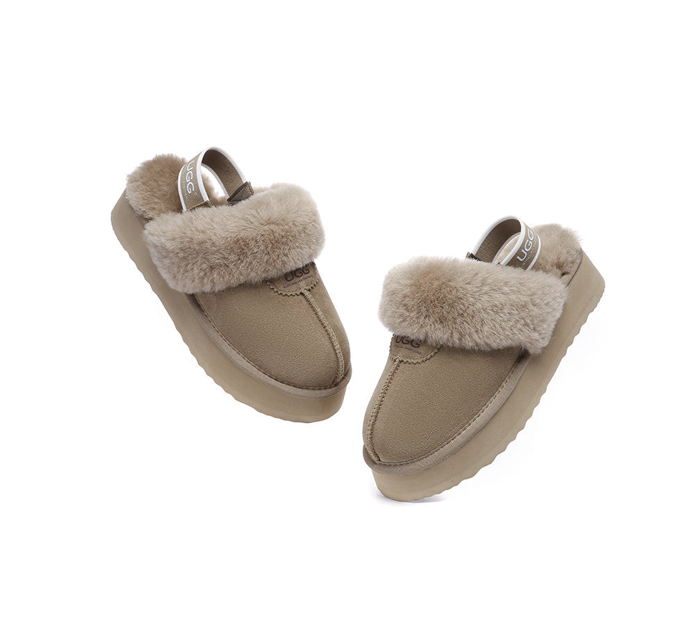 UGG Slippers - Removable Strap Slingback UGG Slipper Women Waffle Platform