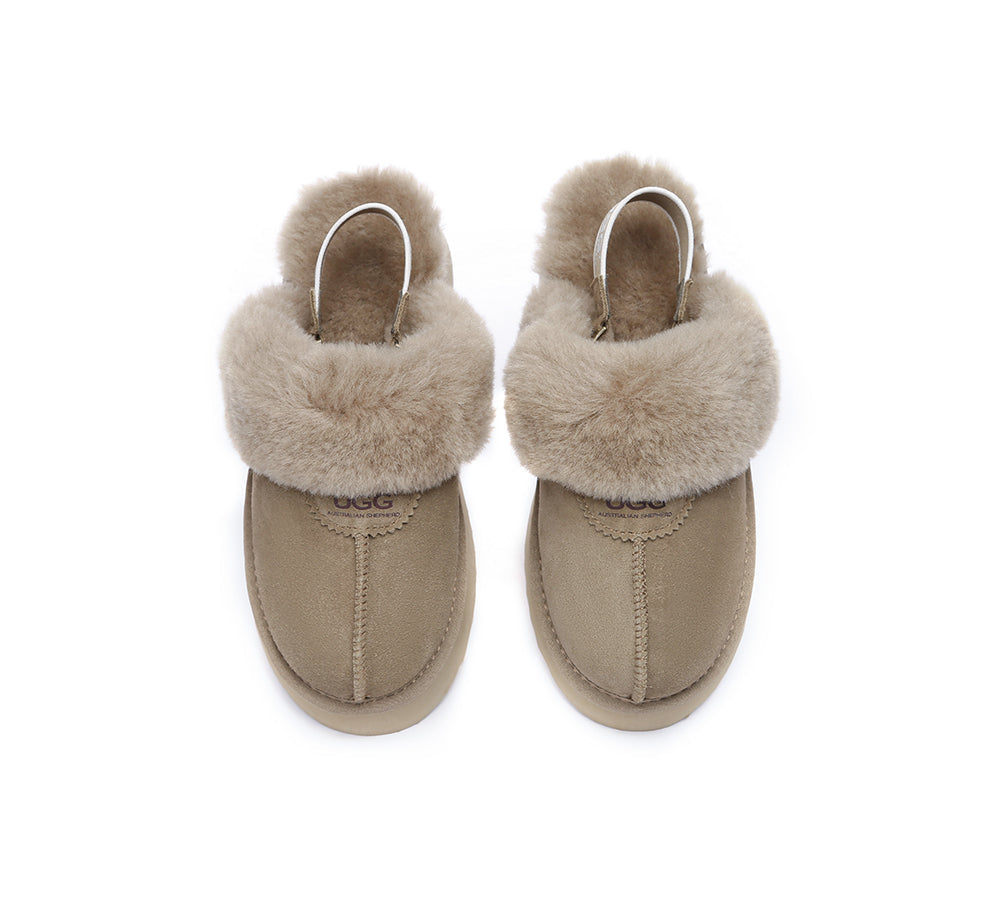 UGG Slippers - Removable Strap Slingback UGG Slipper Women Waffle Platform