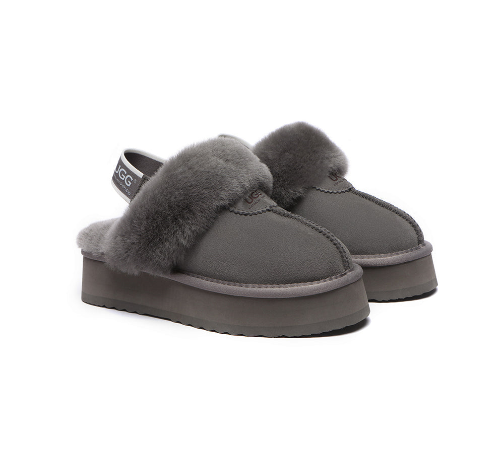 UGG Slippers - Removable Strap Slingback UGG Slipper Women Waffle Platform