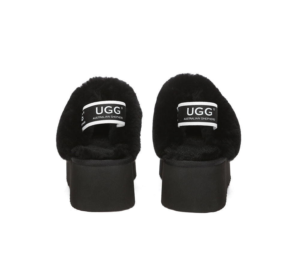 UGG AUSTRALIAN SHEPHERD® Women Slingback Platform Slippers Muffin Plus - UGG Slippers - Black - AU Ladies 4 / AU Men 2 / EU 35 - Uggoutlet