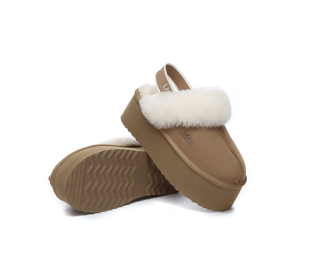UGG AUSTRALIAN SHEPHERD® Women Slingback Platform Slippers Muffin Plus - UGG Slippers - Chestnut - AU Ladies 4 / AU Men 2 / EU 35 - Uggoutlet