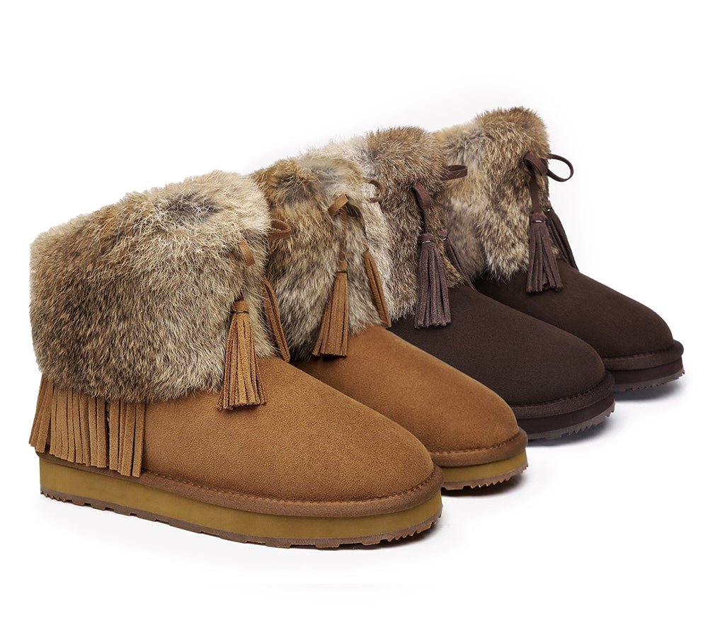 Urban UGG® Sheepskin Ankle Fur Top Women Boots Urban Foxy - UGG Boots - Chestnut - AU Ladies 4 / AU Men 2 / EU 35 - Uggoutlet