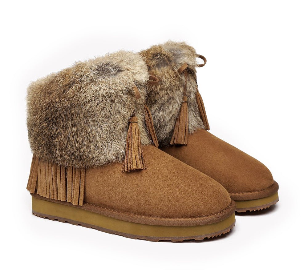 Urban UGG® Sheepskin Ankle Fur Top Women Boots Urban Foxy - UGG Boots - Chestnut - AU Ladies 4 / AU Men 2 / EU 35 - Uggoutlet