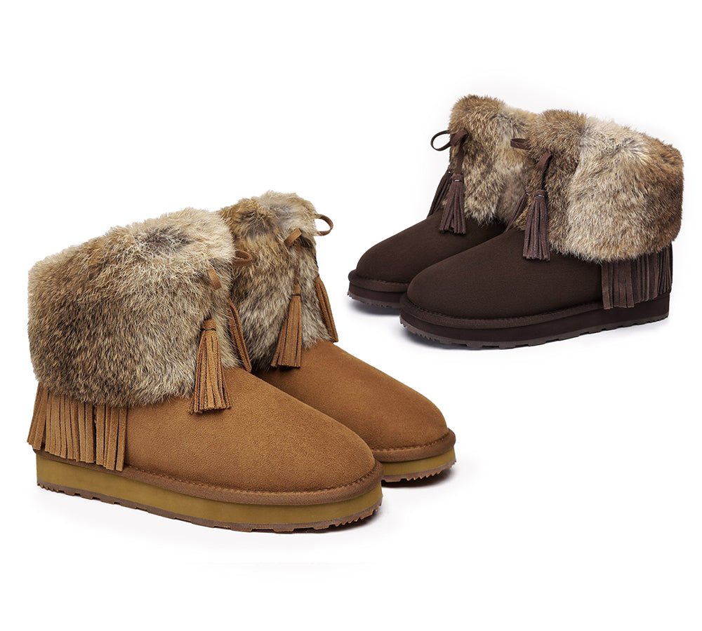 Urban UGG® Sheepskin Ankle Fur Top Women Boots Urban Foxy - UGG Boots - Chestnut - AU Ladies 4 / AU Men 2 / EU 35 - Uggoutlet